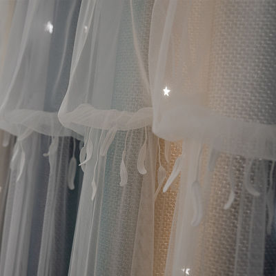 ผ้าม่านหน้าต่างผ้าม่าน Tulle สีขาว