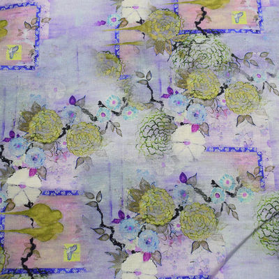 ผ้าฝ้ายโพลีเอสเตอร์ดิจิตอลสิ่งทอที่บ้านผ้าเรยอน 100% พิมพ์ลายดอกไม้