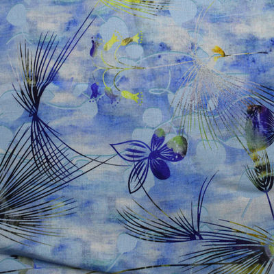 ผ้าฝ้ายโพลีเอสเตอร์ดิจิตอลสิ่งทอที่บ้านผ้าเรยอน 100% พิมพ์ลายดอกไม้