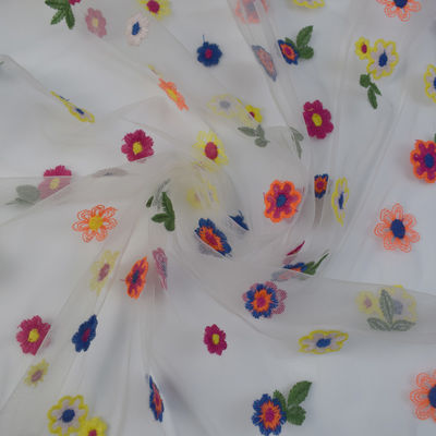 Spandex ปัก Brocade Jacquard ผ้าตาข่ายยืดหยุ่น