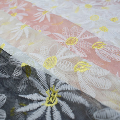 ผ้าลูกไม้สวิสเย็บปักถักร้อยผ้าฝ้าย Voile สำหรับเสื้อผ้า