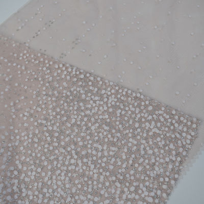 พิมพ์ผ้าตาข่ายไนลอน Blue Star Glitter 100% สำหรับชุดเดรส
