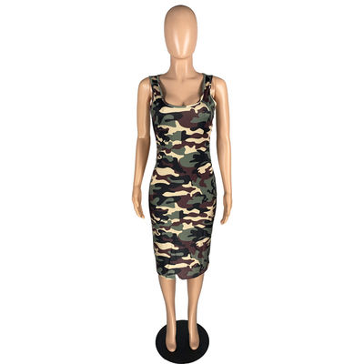 ปิด Fitting Slim Ladies Maxi Dress Tank Top กระโปรงคอกลมเซ็กซี่