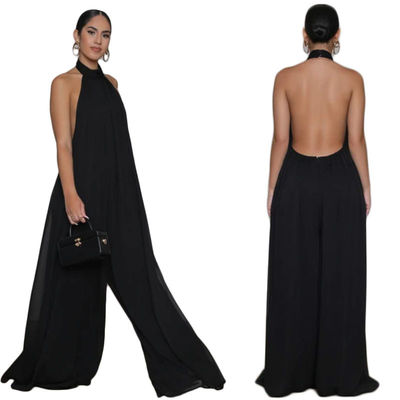 ผู้หญิงแขนยาวหลวม Jumpsuit ขากว้างกางเกงลำลอง