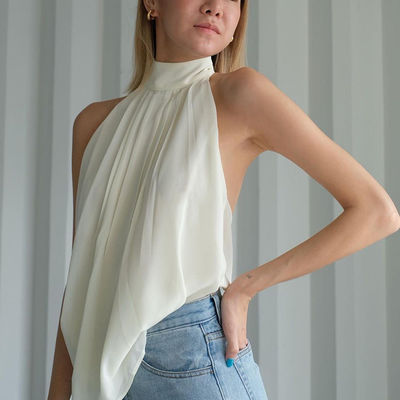 อารมณ์แขวนคอ Dewback ชีฟองสีบริสุทธิ์เสื้อ Woman