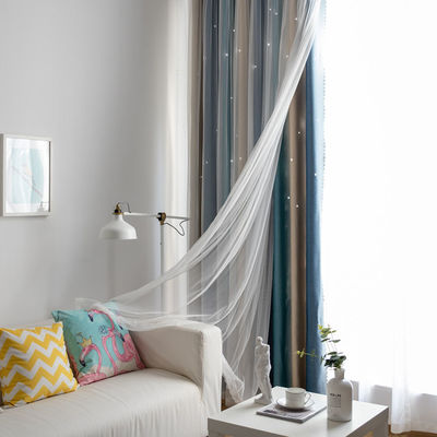 ผ้าม่านโพลีเอสเตอร์นุ่มไล่สีสารหน่วงไฟ