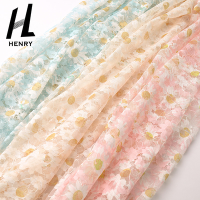 กำหนดเองผ้านุ่ม Tulle ดอกไม้ผ้าตาข่ายพิมพ์ดิจิตอล