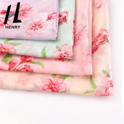 ผ้าชีฟองโพลีเอสเตอร์พิมพ์ลายดอกไม้สำหรับสิ่งทอเสื้อผ้าแฟชั่น