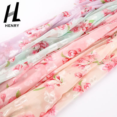 รูปแบบที่กำหนดเองผ้านุ่ม Tulle ผ้าชีฟองพิมพ์ลายดอกไม้สำหรับตกแต่ง DIY