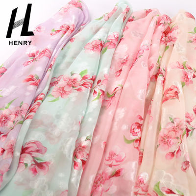 รูปแบบที่กำหนดเองผ้านุ่ม Tulle ผ้าชีฟองพิมพ์ลายดอกไม้สำหรับตกแต่ง DIY