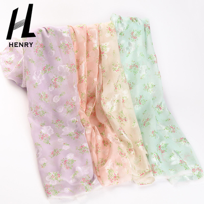 สิ่งทอผ้าชีฟองพิมพ์ลายดอกไม้อ่อนสำหรับเสื้อผ้าน้ำหนักเบา